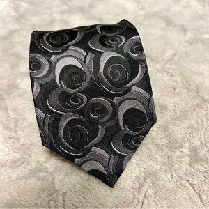 Secours Black & Silver Silk Tie NWOT 3.25” Wide 59” Long